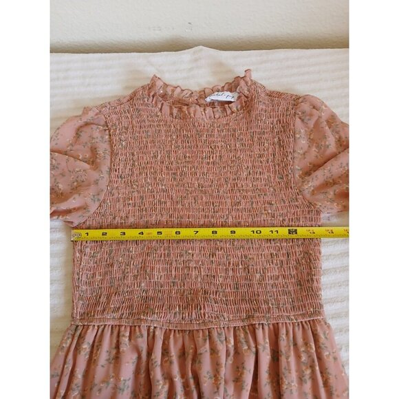 Petal & Pup Womens Midi Dress Pink Floral Ballon Sleeve Small Cottagecore Boho - Picture 12 of 16